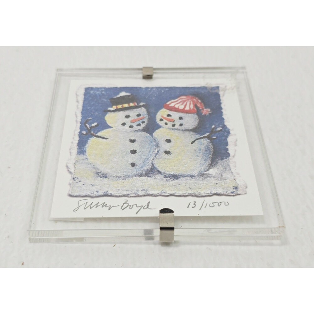 Snowman Couple Christmas Print Ornament Framed Limited #13/1000  Susan Boyd MN